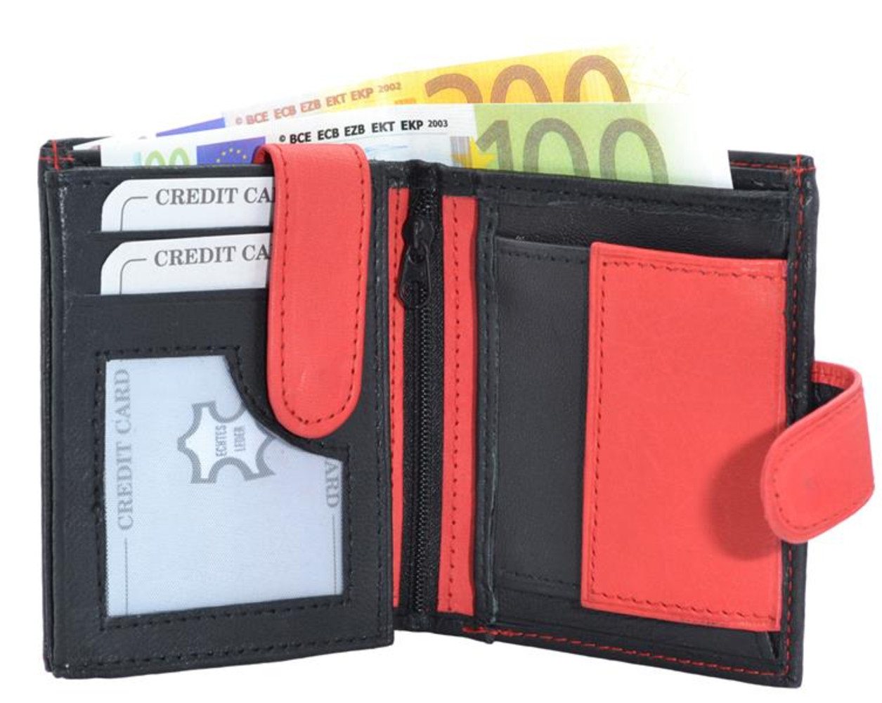 Geldbörse Geldbörse Nappa-Leder mit Außenriegel schwarz/rot (1-tlg) von OTTO