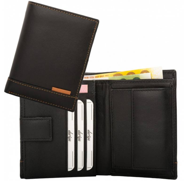 Geldbörse Geldbörse mit Innenriegel Nappa-Leder Kombibörse schwarz/cognac (1-tlg) von OTTO