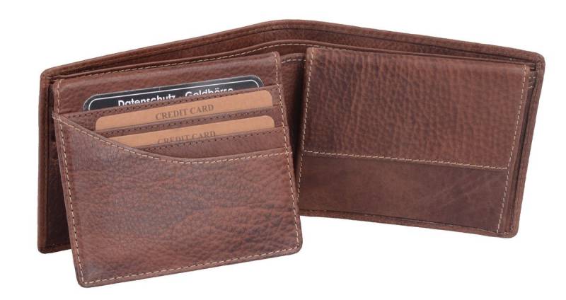 GlücksNugget Geldbörse Herrenbörse Herren Geldbörse Leder querformat, cognac dunkel von GlücksNugget