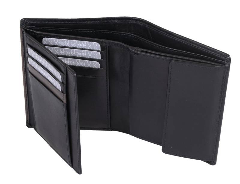 GlücksNugget Geldbörse Herrenbörse Herren Geldbörse Leder querformat schwarz/grau von Glücksnugget