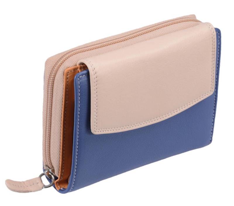 GlücksNugget Geldbörse Leder Damenbörse LEMONDO, hellblau-mandarine-beige von Glücksnugget
