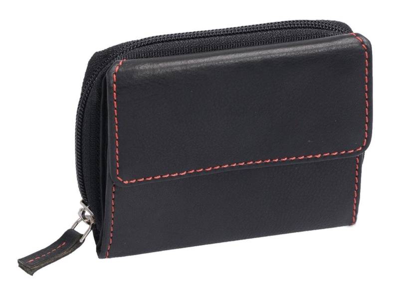 Otario Geldbörse Leder Damenbörse OTARIO, schwarz-rot von Otario