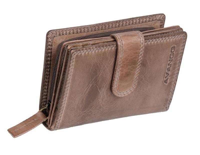 GlücksNugget Geldbörse Leder Damenbörse m. Lasche Avannco taupe von Glücksnugget