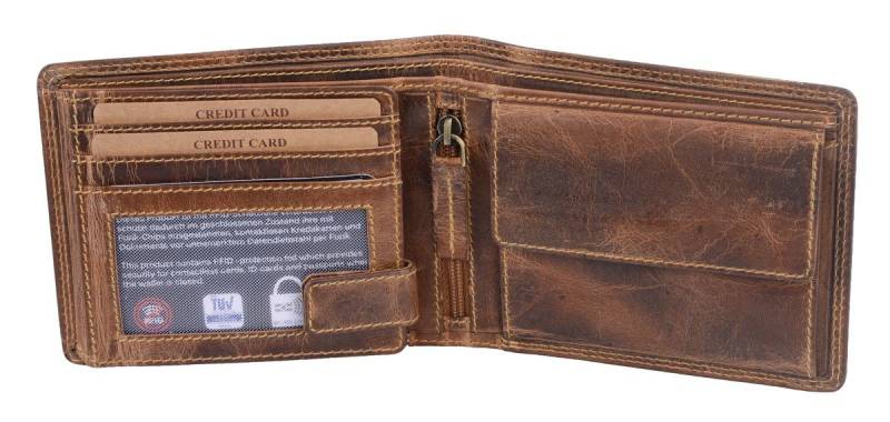 GlücksNugget Geldbörse Echtleder Scheintasche braun 12x10x2 cm von Glücksnugget