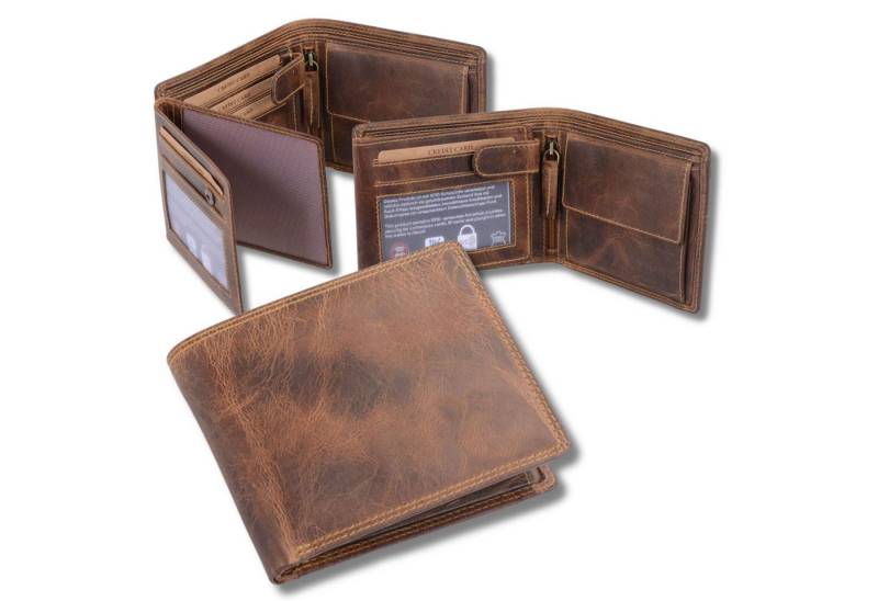 GlücksNugget Geldbörse Echtleder Scheintasche mit Lasche, braun von Glücksnugget