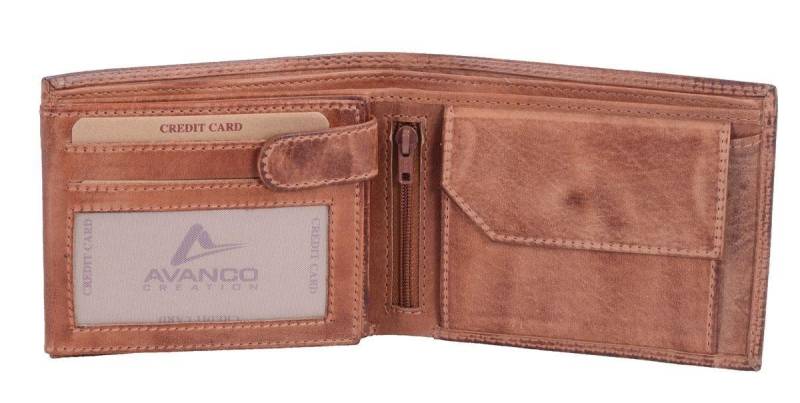 GlücksNugget Geldbörse Echtleder Scheintasche mit Lasche, braun von Glücksnugget