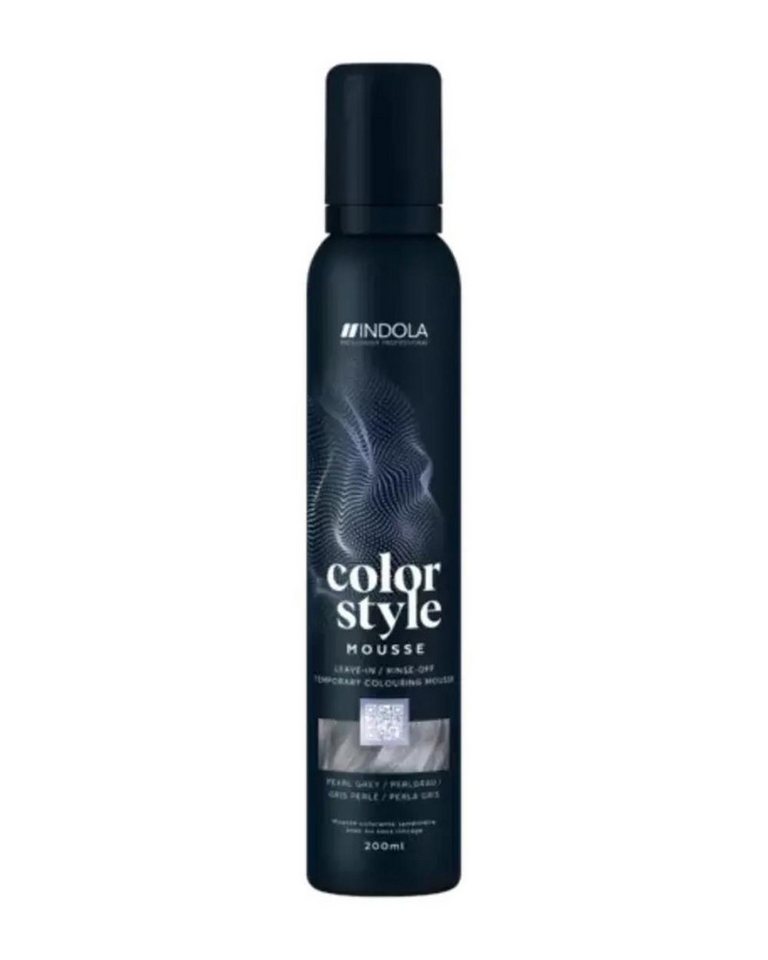 Indola Haarfestiger INDOLA Color Style Mouse Farb-Schaumfestiger Perlgrau 200 ml, Packung, das Mousse bietet Glanz, Pflege und flexible Farbveränderung von Indola