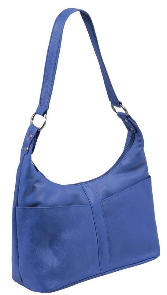GlücksNugget Handtasche Echt Leder Handtasche LEMONDO mittelblau von Glücksnugget