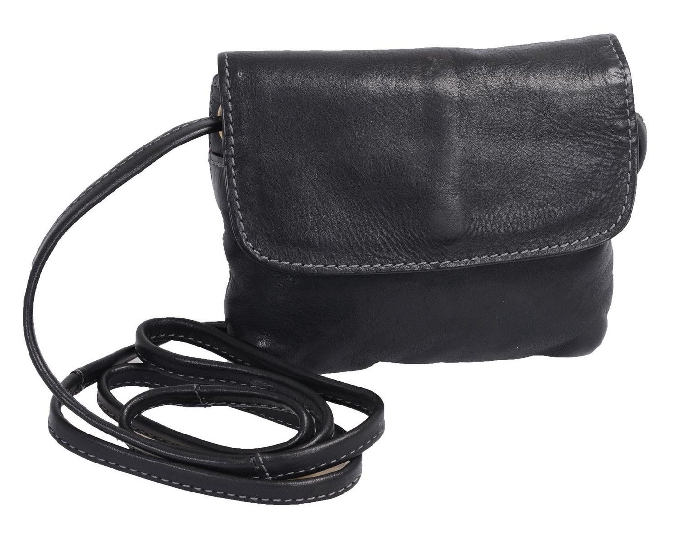Basic Handtasche Leder weich Damentasche, schwarz von Basic