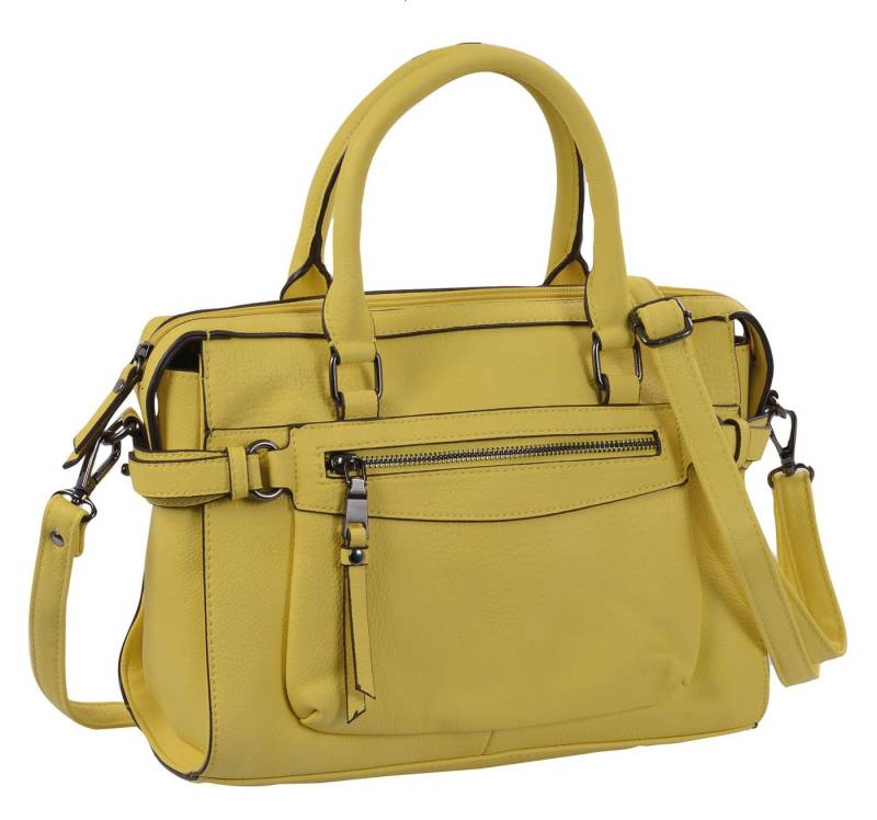GlücksNugget Handtasche mittelgroße gelbe Handtasche mit kurzen und langem Henkel 31x23x13cm von GlücksNugget