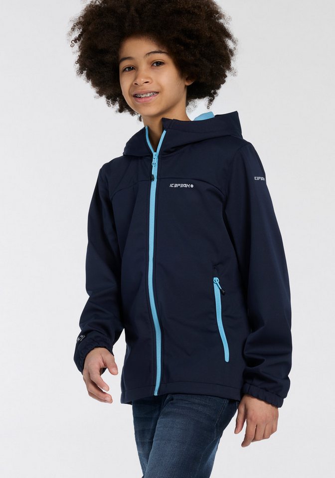 Icepeak Softshelljacke KULM JR (1-St) für Kinder und Jugendliche, mit Kapuze, mit Fleece-Futter von Icepeak