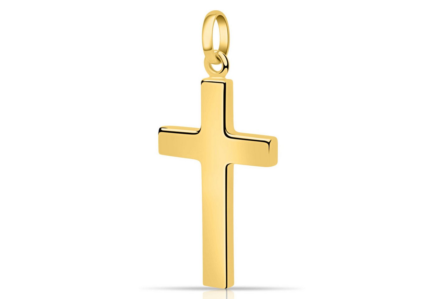 Kreuzanhänger Goldfarben Groß 585er Vergoldet 6,4 mm Öse Hochglanzpoliert, Made in Italy für Damen und Herren von OTTO