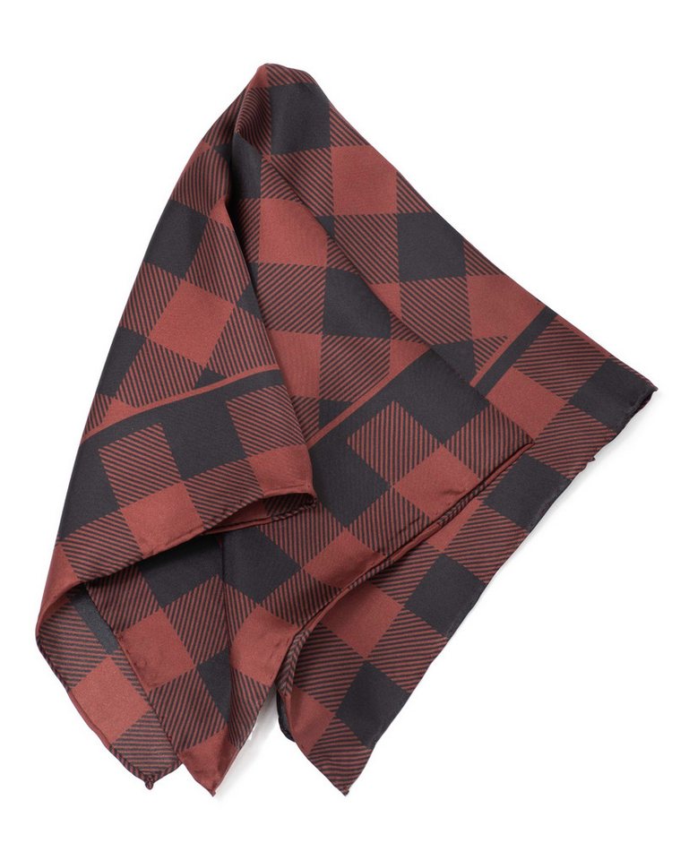 MayTree Seidentuch Herren handrolliert aus Twill-Seide, 53x53 kariert weinrot, (Stück), 100% Seide, mit handrolliertem Rand von MayTree