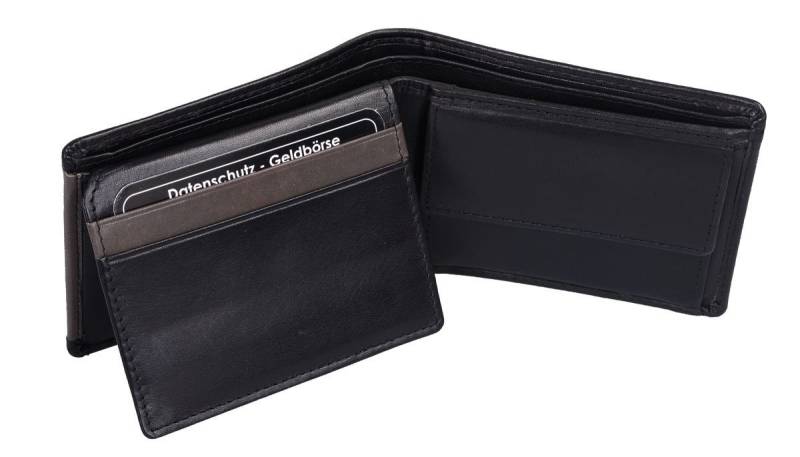 GlücksNugget Mini Geldbörse schicke Minibörse Leder Hosentaschenbörse, schwarz grau von GlücksNugget