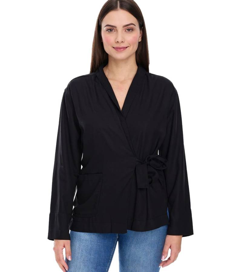 OTTO Damen Business-Blazer mit Bindeband Basic-Jacke Wickel-Jacke Anzug-Jacke 66126730 Schwarz von OTTO