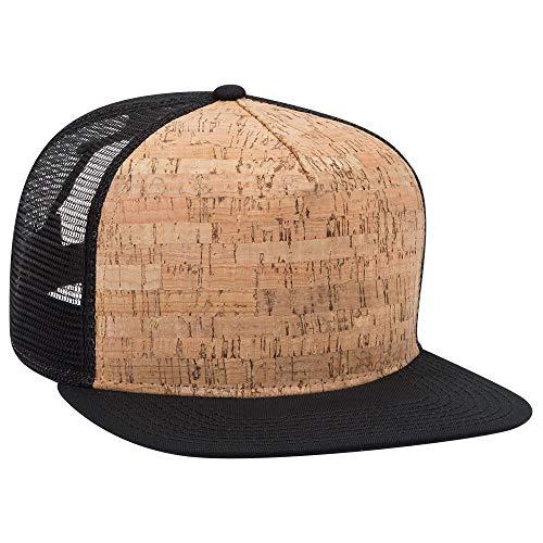 OTTO Flaches Korkvisier SNAP 5 Paneele Mesh Back Trucker Snapback Hat, Schwarz / Kork / Schwarz, Einheitsgröße von OTTO