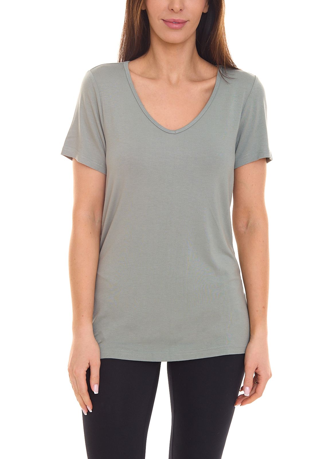 OTTO products Damen T-Shirt nachhaltiges Sommer-Shirt mit V-Ausschnitt 59863506 Grün von OTTO