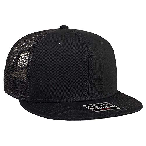 Otto SNAP Baumwoll-Twill rundes flaches Visier mit 6 Paneelen, Netzrücken, Trucker Snapback - Schwarz - Einheitsgröße von OTTO