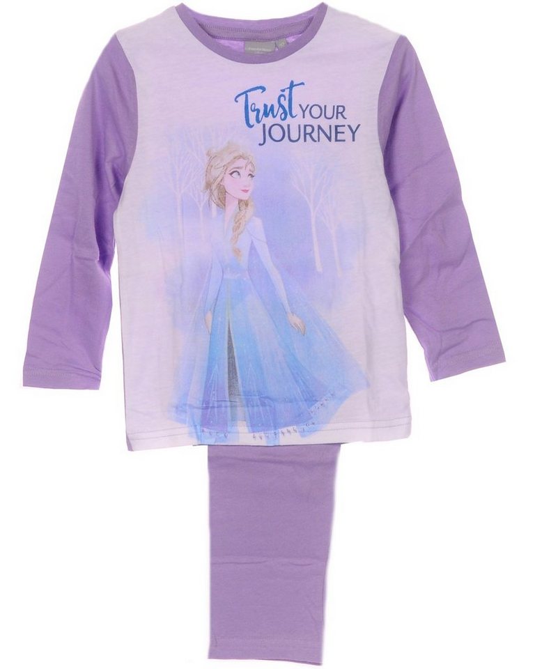 Pyjama Kinder Schlafanzug Set Hose Shirt Langarmshirt in Lila mit Aufdruck lang, weich, aus Baumwolle, in Flieder, 92 98 104 110 116 von OTTO