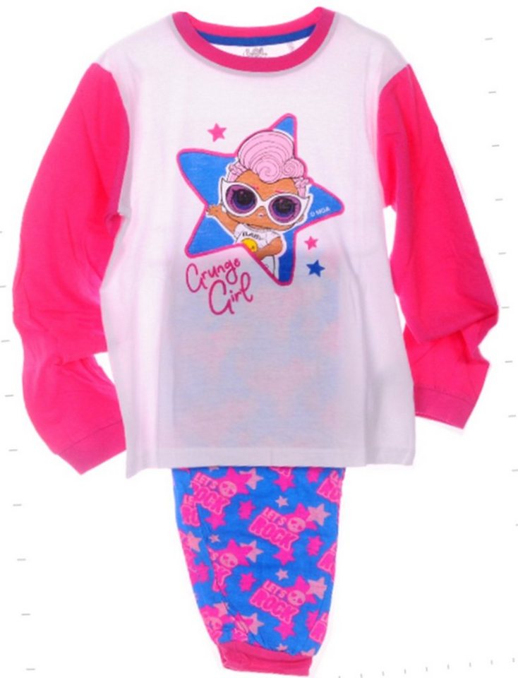 Pyjama Kinder Schlafanzug Hose Langarmshirt Anzug in weiß rosa aus reiner Baumwolle, 122 128 134 140 142 146 152 von OTTO