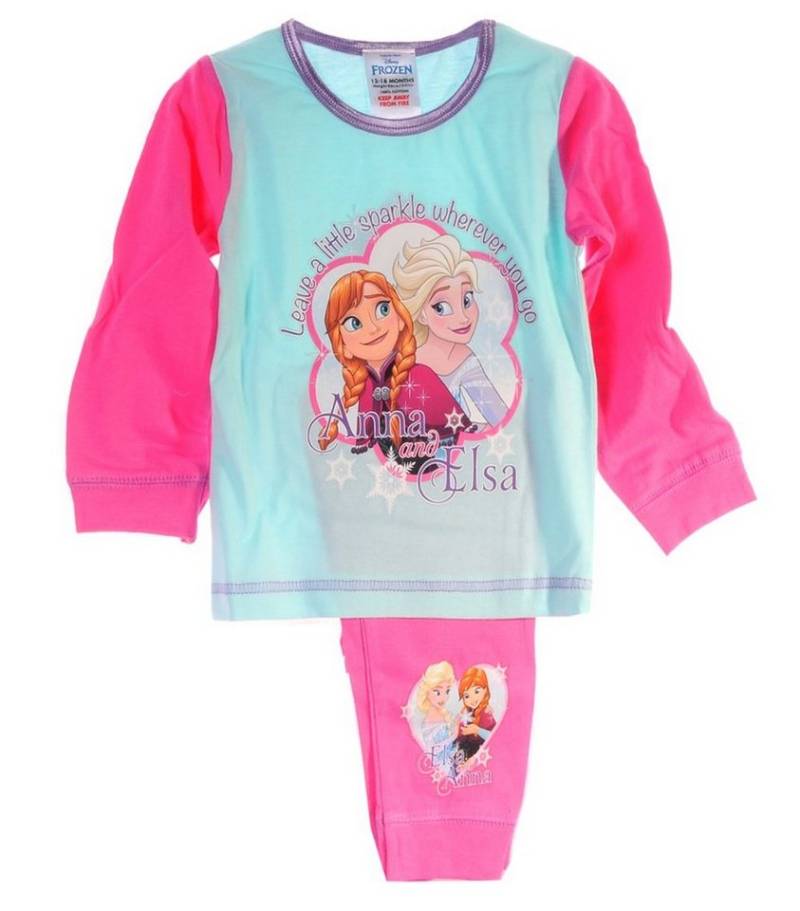 Pyjama Schlafanzug für Kinder Hose Langarmsihrt in Mint Rosa aus reiner Baumwolle, mit Princessinnen Aufdruck, 80 86 92 98 104 110 von OTTO
