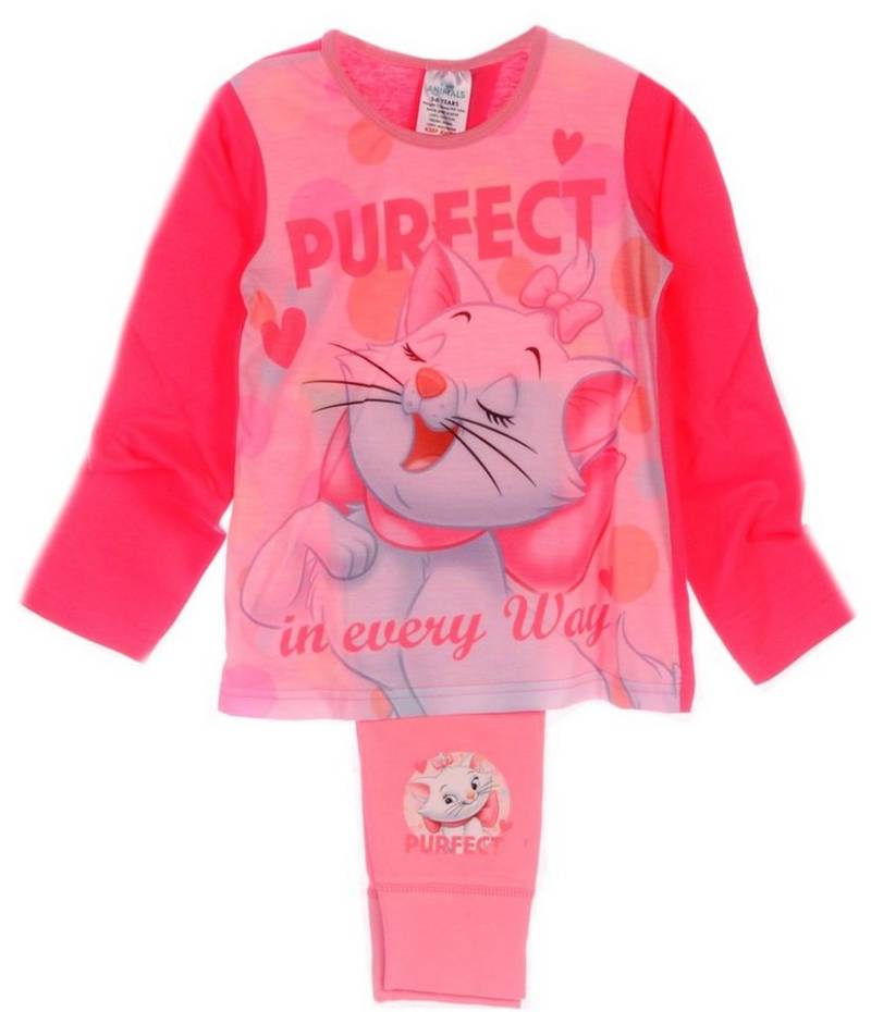 Pyjama Schlafanzug für Kinder Hose Langarmsihrt in Rosa mit Katze weich, mit Kätzchen, pink, 98 104 110 116 122 128 134 von OTTO