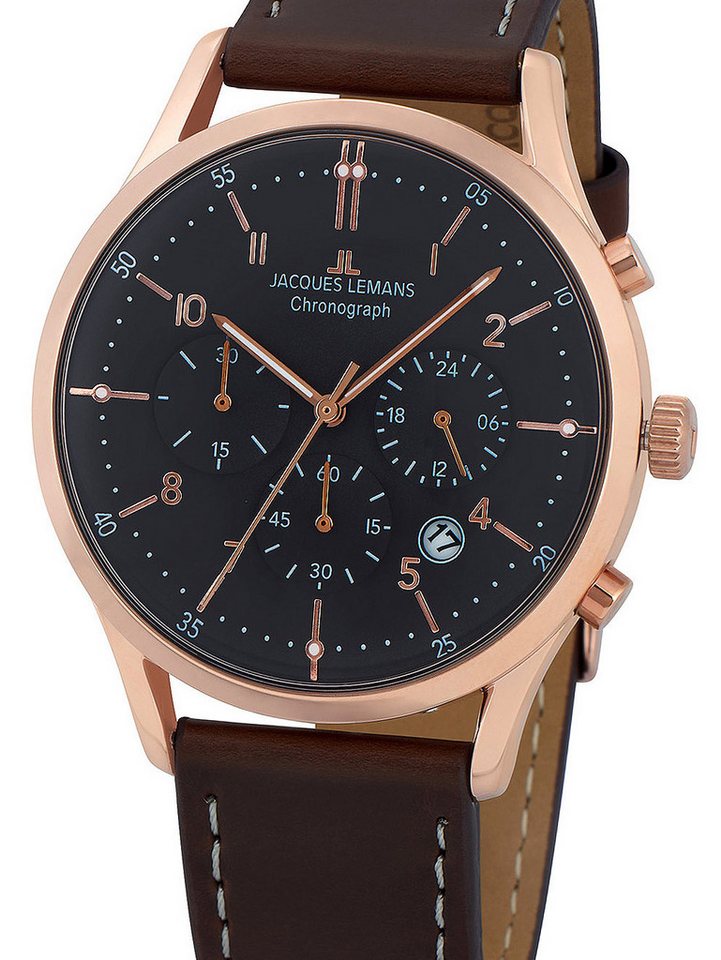Jacques Lemans Quarzuhr Jacques Lemans 1-2068Q Retro Classic Chronograph Herren 41mm 5ATM Jacques Lemans 1-2068Q Retro Classic Chronograph Herren 41mm 5ATM von OTTO