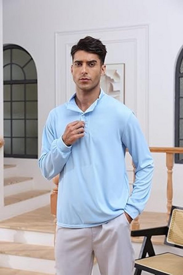 Rollkragenshirt Shirt Langarm Button Rollkragenshirt Herren Hemd Regular Fit Blau-XL von OTTO