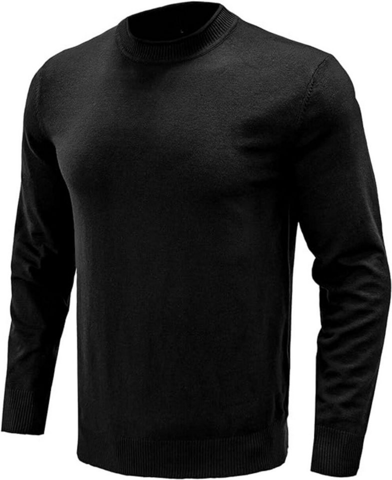 Rundhalspullover Strickpullover Herren Oberteil Rundhalsausschnitt Langarm XL Schwarz von OTTO