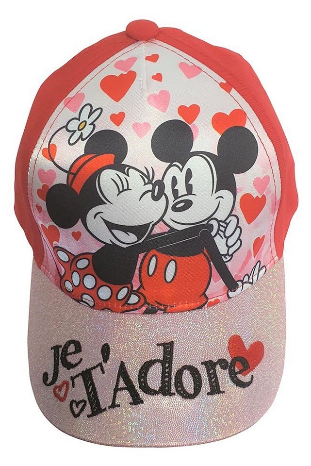 Schirmmütze Glitzer Cappy Minnie und Mickey Mouse mit Herzen J (Mickey Mouse mit Herzen Je t'adore) von OTTO