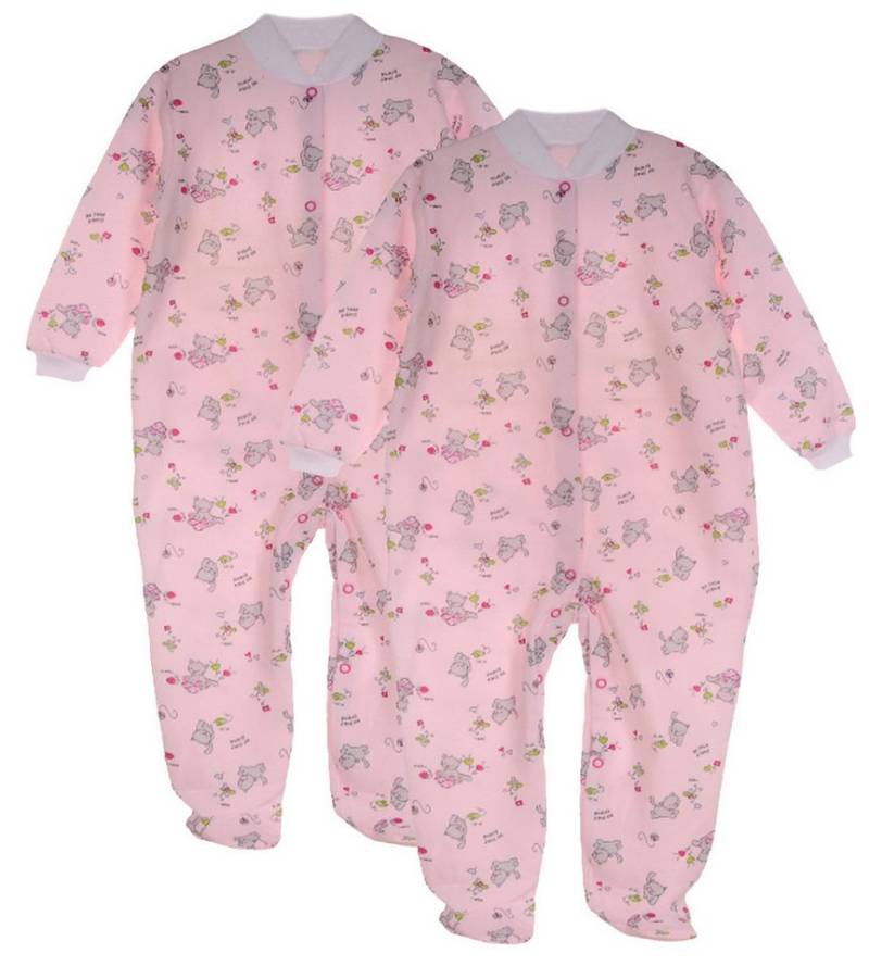Schlafanzug Schlafoverall 2er Pack Overall Strampler Pyjama in Rosa weich, warm, 86 92 in Rosa gemustert von OTTO