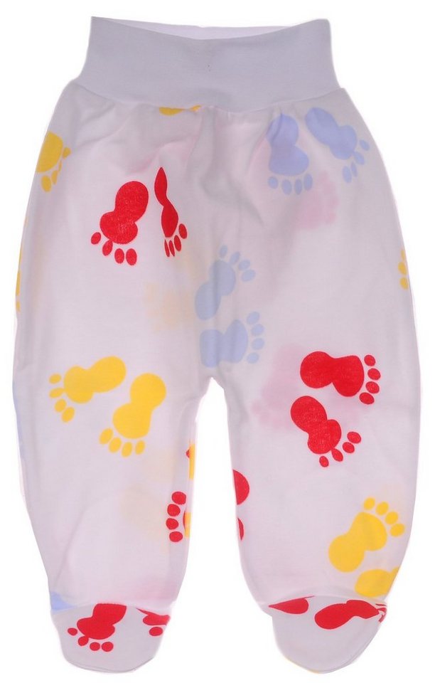 Schlupfhose Baby Hose mit Füße gemustert Erstlingshose in Weiß aus Baumwolle, mit Füßchen Muster 50 56 62 68 74 von OTTO