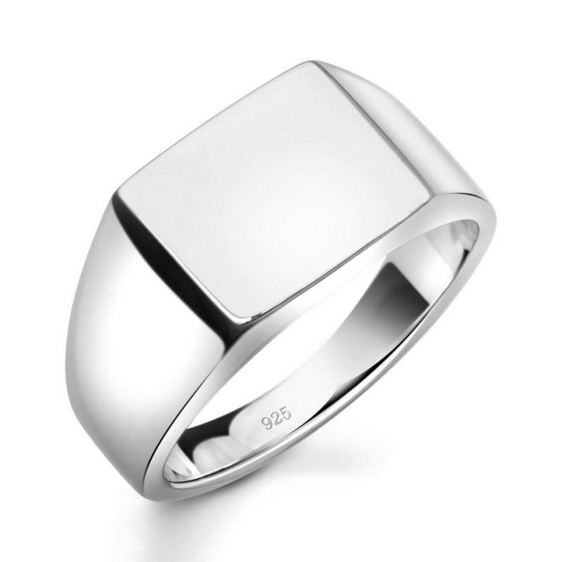 Silberring Gravurring Massiv 925er Silber, Rhodiniert Made in Italy für Herren von OTTO