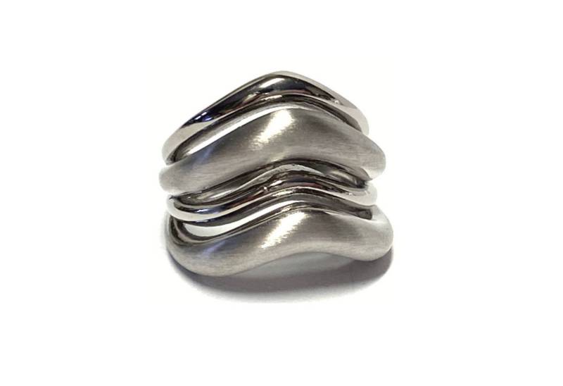 Edelschmiede925 Silberring Ring 925 Silber rhodiniert matt glanz Bandring modern durchbrochen #61 von Edelschmiede925