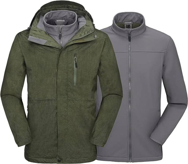Skijacke Skijacke Windhacke Herren Wasserdicht Winddicht Warme Tasche Grün-XXL von OTTO