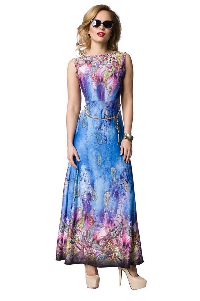 Sommerkleid Maxikleid Strandkleid langes Kleid Sommerkleid mit Gürtelkette geblümt von OTTO