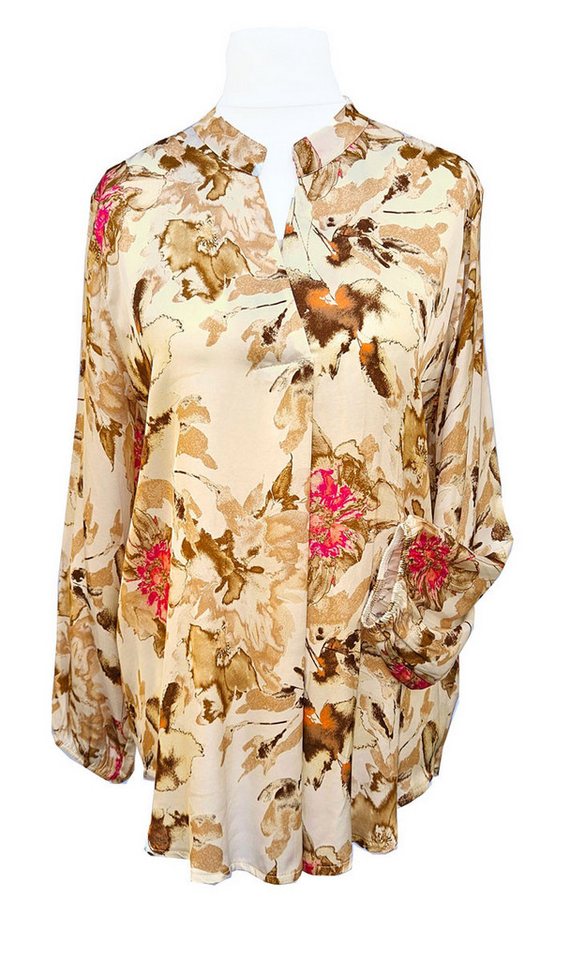 Tunika Saison Tunika Bunt Beige-Braun-Rot 40 42 44 langarm Bluse modern Blume von OTTO