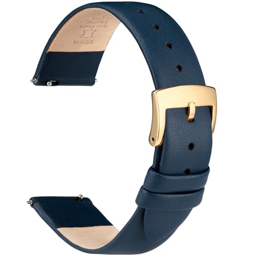 OTTOODY Leder Uhrenarmbänder 12mm 14mm 16mm 18mm 20mm 22mm Armband, Schnellverschluß Ultraweiches Leder Uhrenarmband für Damen Herren, Hochwertige Leder Armband für Uhr & Smartwatch, Goldene Schnalle von OTTOODY