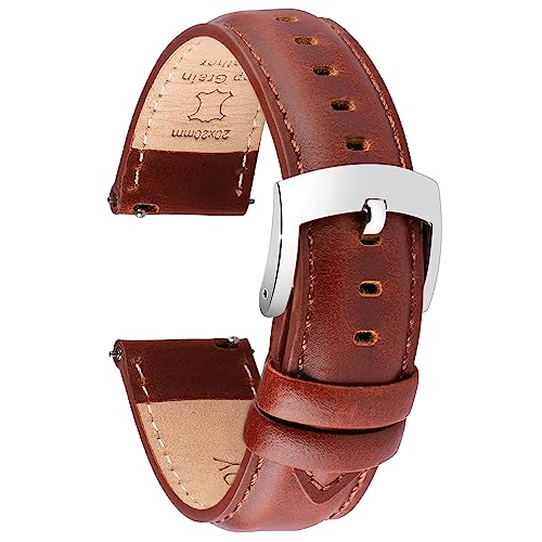 OTTOODY Leder Uhrenarmbänder 18mm 19mm 20mm 21mm 22mm Armband, Schnellverschluß Eleganten Leder Uhrenarmband für Herren und Damen, Hochwertige Ersatz Leder Armband für Uhr und Smartwatch von OTTOODY