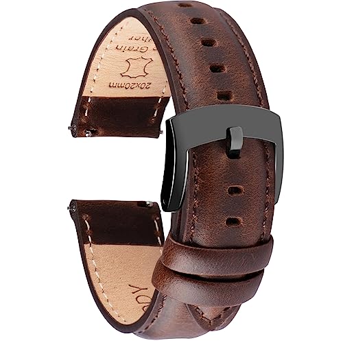 OTTOODY Leder Uhrenarmbänder 18mm 19mm 20mm 21mm 22mm Armband, Schnellverschluß Eleganten Leder Uhrenarmband für Herren und Damen, Hochwertige Ersatz Leder Armband für Uhr und Smartwatch von OTTOODY