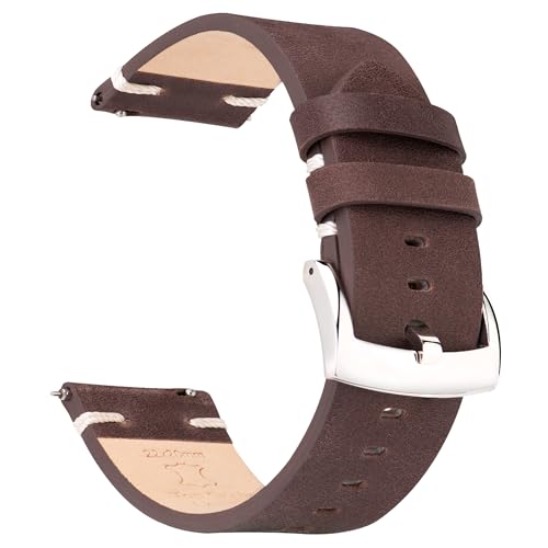 OTTOODY Leder Uhrenarmbänder 18mm 20mm 21mm 22mm Armband, Schnellverschluss Hochwertige Vintage Leder Uhrenarmband für Herren und Damen, Eleganten Ersatz Leder Armband für Uhr und Smartwatch von OTTOODY