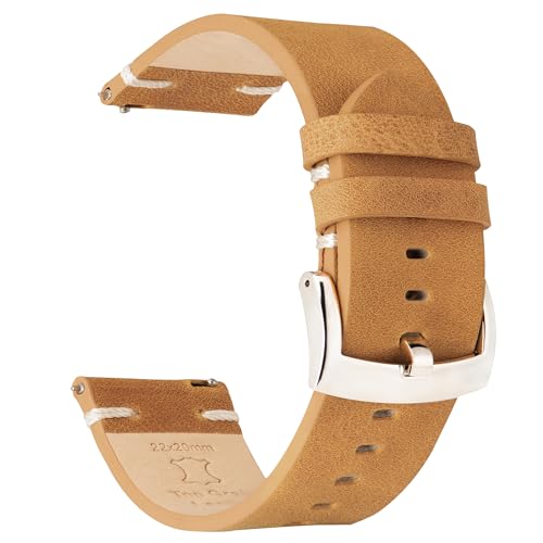 OTTOODY Leder Uhrenarmbänder 18mm 20mm 21mm 22mm Armband, Schnellverschluss Hochwertige Vintage Leder Uhrenarmband für Herren und Damen, Eleganten Ersatz Leder Armband für Uhr und Smartwatch von OTTOODY