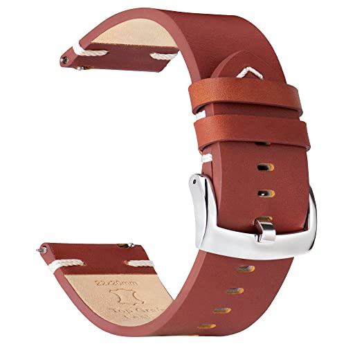 OTTOODY Leder Uhrenarmbänder 18mm 20mm 21mm 22mm Armband, Schnellverschluss Hochwertige Vintage Leder Uhrenarmband für Herren und Damen, Eleganten Ersatz Leder Armband für Uhr und Smartwatch von OTTOODY