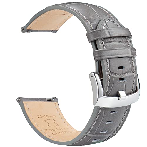 OTTOODY Leder Uhrenarmbänder 18mm 20mm 21mm 22mm Armband Alligator Grain, Schnellverschluß Leder Uhren-Armband für Herren Damen, Hochwertige Ersatz Leder Uhrenarmband für Uhr und Smartwatch von OTTOODY