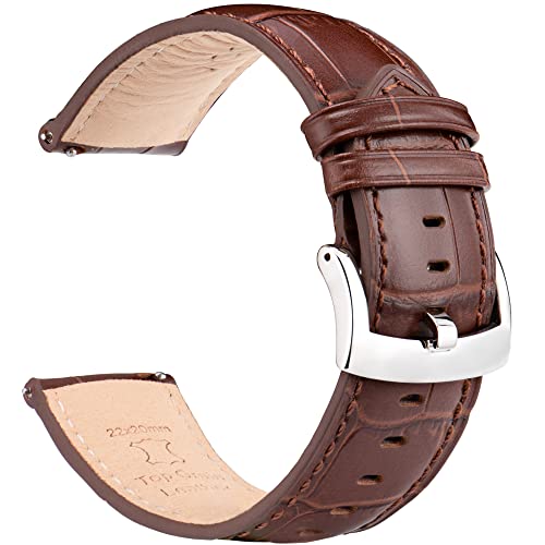 OTTOODY Leder Uhrenarmbänder 18mm 20mm 21mm 22mm Armband Alligator Grain, Schnellverschluß Leder Uhren-Armband für Herren Damen, Hochwertige Ersatz Leder Uhrenarmband für Uhr und Smartwatch von OTTOODY