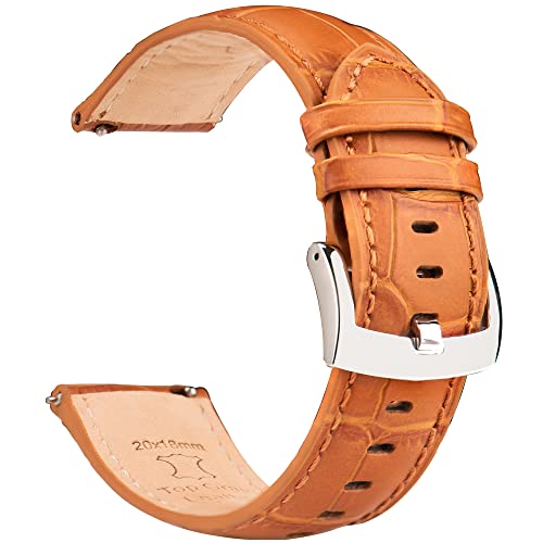 OTTOODY Leder Uhrenarmbänder 18mm 20mm 21mm 22mm Armband Alligator Grain, Schnellverschluß Leder Uhren-Armband für Herren Damen, Hochwertige Ersatz Leder Uhrenarmband für Uhr und Smartwatch von OTTOODY