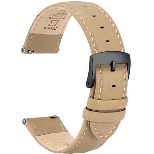 OTTOODY Leder Uhrenarmbänder 22mm 21mm 20mm 18mm 16mm Armband, Schnellverschluß Eleganten Leder Uhrenarmband für Damen Herren, Hochwertige Ersatz Leder Armband für Uhr & Smartwatch, Schwarze Schnalle von OTTOODY