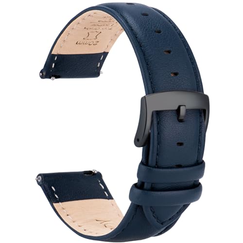 OTTOODY Leder Uhrenarmbänder 22mm 21mm 20mm 18mm 16mm Armband, Schnellverschluß Eleganten Leder Uhrenarmband für Damen Herren, Hochwertige Ersatz Leder Armband für Uhr & Smartwatch, Schwarze Schnalle von OTTOODY