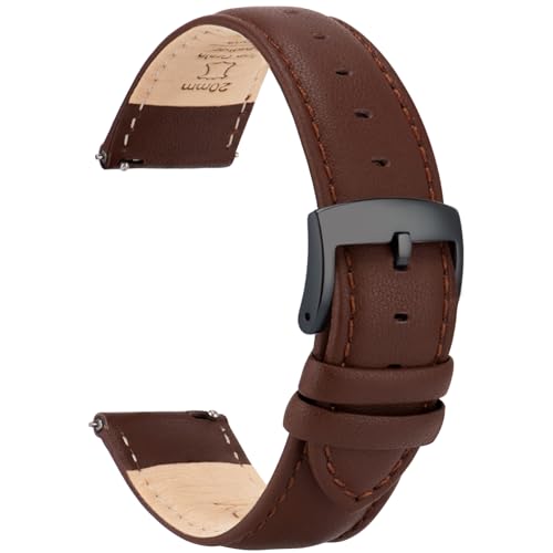 OTTOODY Leder Uhrenarmbänder 22mm 21mm 20mm 18mm 16mm Armband, Schnellverschluß Eleganten Leder Uhrenarmband für Damen Herren, Hochwertige Ersatz Leder Armband für Uhr & Smartwatch, Schwarze Schnalle von OTTOODY