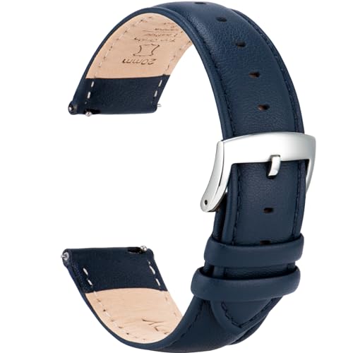 OTTOODY Leder Uhrenarmbänder 22mm 21mm 20mm 18mm 16mm Armband, Schnellverschluß Eleganten Leder Uhrenarmband für Damen Herren, Hochwertige Ersatz Leder Armband für Uhr & Smartwatch, Silberne Schnalle von OTTOODY